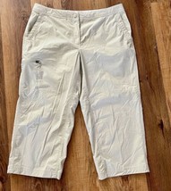 LL Bean Size 14 Adjustable Waist Khaki Wide Leg Ankle Pants With Pockets... - $24.75