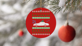 1985 Pontiac Grand Prix Ugly Christmas Sweater Circle Ornament - £14.92 GBP