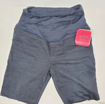 Ingrid &amp; Isabel Maternity Jean Shorts Over Belly Crossover Panel Black - $9.95