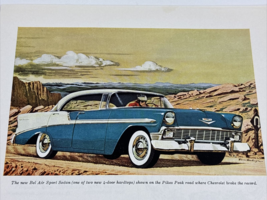 1956 Chevrolet Bel Air V8 Races at Pikes Peak print ad plus Miami and Europe ads - £7.20 GBP