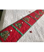 Quilted Christmas long table runner, Christmas green tree mat, Red bed r... - $194.51 CAD