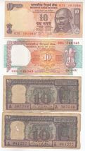 Inde, 10 Rupees, Ensemble 4 Différentes Signature, Rare Collection - $13.46