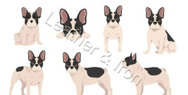 New French Bulldog Black Grey Poses 2 Dog Vinyl Checkbook Cover - $8.75
