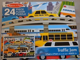 Melissa &amp; Doug Giant 24 Piece Floor Puzzle 2&#39; X 3&#39; Traffic Jam Cars Truc... - $7.92