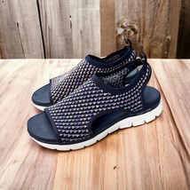 EUC Skechers Vegan Washable Slingback Sandals Flex Appeal 4.0 Navy/Multi... - $29.30