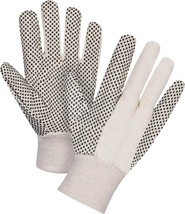 12 PAIR, Cotton Canvas Large Glove with Black PVC Dots On Palm - £17.15 GBP