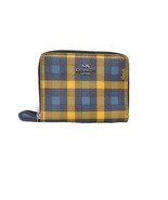 Coach Small Double Zip Around Wallet Coin ID F76753 Khaki Plaid Yellow B... - $123.42 CAD
