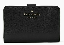 Kate Spade Staci Medium Compact Bifold Black Leather Wallet WLR00128 $189 FS - $79.19