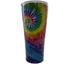 Swig Life 32 OZ Tumbler Cold Hot Slide Lid Swirled Peace Tie Dye Rainbow USED - £14.88 GBP