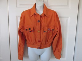 OPAL by LORRAINE WARDY Cropped Jacket Cracked Ice Buttons Orange Med Wes... - £35.27 GBP