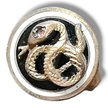 Vintage Snake Pin Serpent Gold Tone Costume Jewelry Miniature Purple Eye Enamel  - £15.77 GBP