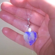 18k Big 12.43Ct Natural Australian Crystal Opal Tourmaline Heart necklace - £1,084.23 GBP