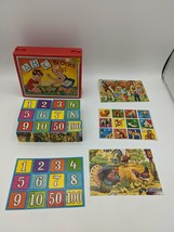 VTG Eichhorn 6 Side Puzzle Wood Blocks Case Sheets W. Germany ABC Number Farm - £14.56 GBP