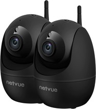 Netvue Indoor Camera, Black, Pack Of 2, 1080P Fhd 2.4Ghz Wifi Pet Camera, Home - £61.53 GBP