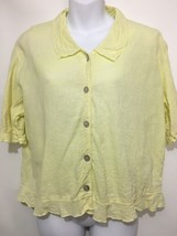 J. Jill SP Petite Yellow Linen Blend Short-Sleeve Blouse Shirt USA Made - £17.36 GBP