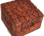 Unique Hand Carved Rosewood Jewelry Box From India Inside Artncraft Jewe... - $28.97