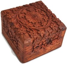 Unique Hand Carved Rosewood Jewelry Box From India Inside Artncraft Jewelry Box - £22.78 GBP