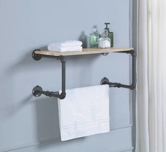 Mankato Oak &amp; Sandy Grey Wall Rack with Shelf | Home Organizer - $49.99
