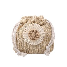 2023  Straw Bag Women Hand-Woven Handbag Summer Cute Flower Bucket Bag Rattan Dr - £118.92 GBP
