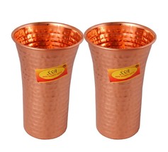 Copper 100% Pure Drinking Copper Glass - (6 Pieces, 500 Ml Each, Hammer Curved D - £79.12 GBP