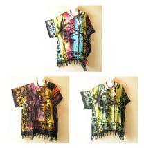 KG41 Tie Dye Scenic VNeck Plus Kimono Poncho Hippy Women Blouse Top up t... - $24.90