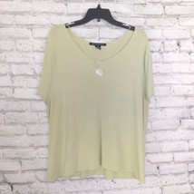 Larrry Levine Blouse Womens 3X Plus Size Green Short Sleeve Ribbed Top  - £14.29 GBP