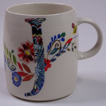 Anthropologie Starla M Halfmann Ceramic Coffee Mug With Initial J Colorful Cup - £8.46 GBP