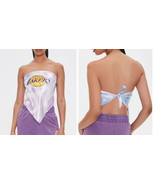 Los Angeles LA Lakers Silky Satin Handkerchief Tie Top Purple Blue Tie D... - £9.26 GBP