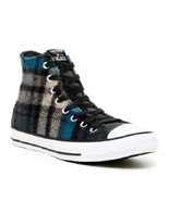 Converse WOOLRICH Wool Teal Grey Black Plaid Lined Hightop Shoes Men&#39;s D... - $1,242.06 MXN