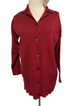 Laura Ashley Red Long Sleeve Button Front Collared Cardigan Sweater Sz S... - $18.99