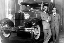 HENRY FORD AND HIS SON EDSEL STANDING BY FORD MODEL T 4X6 PHOTO POSTCARD - $8.65