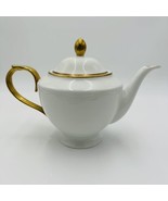 Ralph Lauren Hampton’s Tea White Porcelain Teapot Gold Trim Large - £88.14 GBP