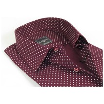 Men's Shirt Hankie CASILA Turkey Cotton Blend 501920-11 Burgundy Polka Dots image 2