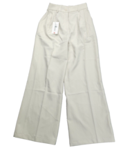 Women Loose Pleated Front Long Pants Wide Leg Trousers Solid Ivory Small - $19.99