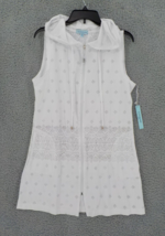 Ellen Weaver Womens Swimsuit Coverup Sz M Solid White Lace Full Zip Hooded Stain - £11.98 GBP