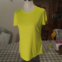 Danskin Neon Yellow Large T-Shirt, Bright Tee, Women&#39;s Workout Shirt/Act... - £7.82 GBP