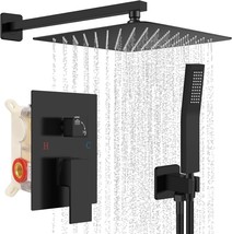 Baetuy 12 Inch Shower Faucet Set, Rainfall Shower System High Pressure BLACK - £74.70 GBP