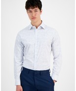 Alfani Dress Shirt Men&#39;s 15-15.5 34/35 White Cobalt Slim-Fit Dash-Print ... - €18,01 EUR
