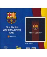 FC BARCELONA ORIGINAL LICENSED SHERPA LINING THROW BLANKET WITH SHERPA 5... - $32.34