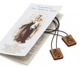 2X Sacred Heart of Jesus Christ Virgen of Mt.Carmel Leather Scapular esc... - $15.84