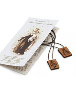 2X Sacred Heart of Jesus Christ Virgen of Mt.Carmel Leather Scapular esc... - £12.46 GBP