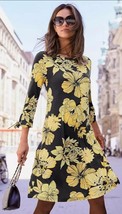 CREATION @ Kaleidoscope Black/Yellow Floral Midi Dress with Tie Sleeves (bp403 - £31.63 GBP