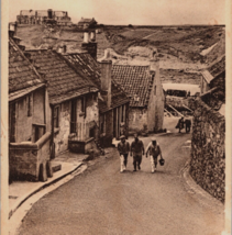 c1938 Walking a Steep Hill Shoregate Harbor Crail Fife Scotland Sepia Postcard - £10.35 GBP