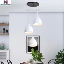 Aluminium Hanging Shade Light, White, 3 Lamp Cluster Set - $149.00