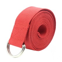 Red Metal D-Ring Fitness Exercise Yoga Strap Durable Cotton  - £8.37 GBP