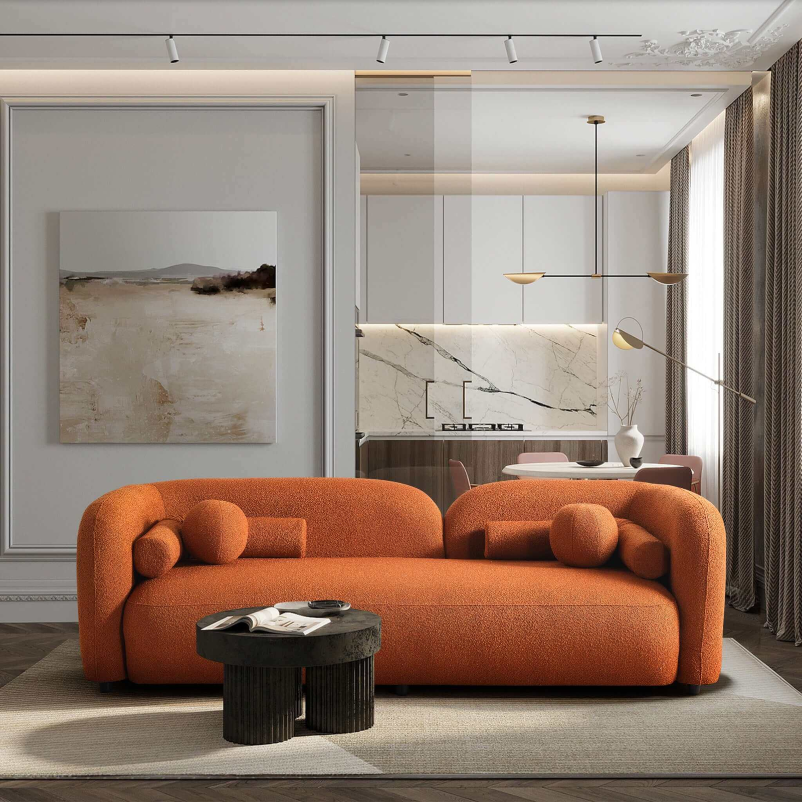 Donna Japandi Boucle Sofa: Modern Elegance - £1,322.09 GBP