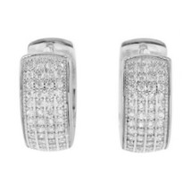 1CT Mujer Hombres Pendientes 14K Bañado en Oro Blanco Diamante Imitación 4-Row - £42.41 GBP