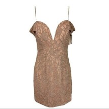 City Triangles Pink Taupe Fitted Lace Dress Off the Shoulder Prom Sparkle Size 3 - £33.76 GBP