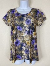 LuLaRoe Womens Size XS Floral Graphic Tunic T-Shirt Short Sleeve Scoop Neck - £8.55 GBP