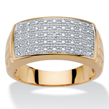 PalmBeach Jewelry Men&#39;s Gold-Plated Genuine Diamond Accent Textured Dome Ring - £20.15 GBP